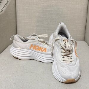 Hoka Women's Cream and Peach Athletic Shoes Size 6B